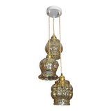 Suspension luminaire 3 globes vintages verres dorés