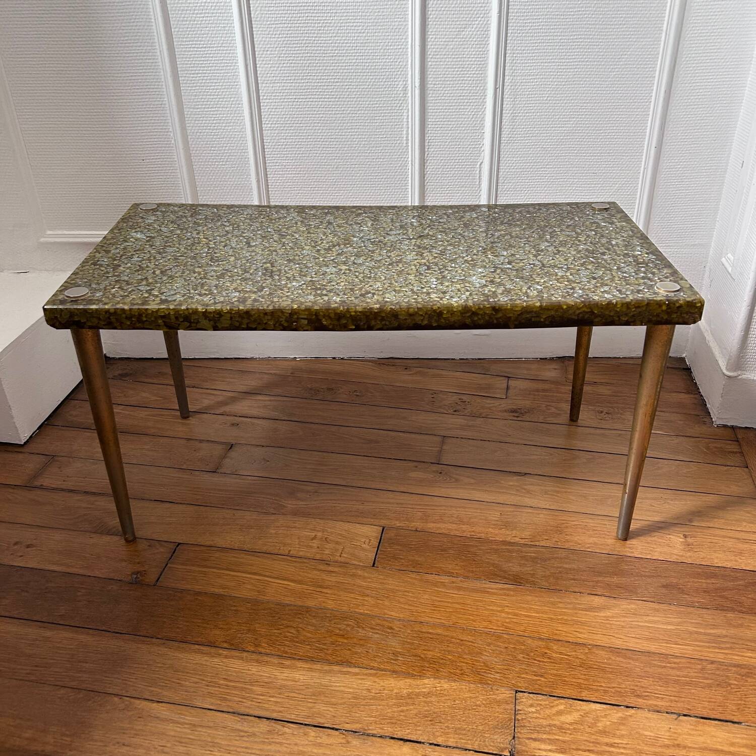 Glass terrazzo coffee table
