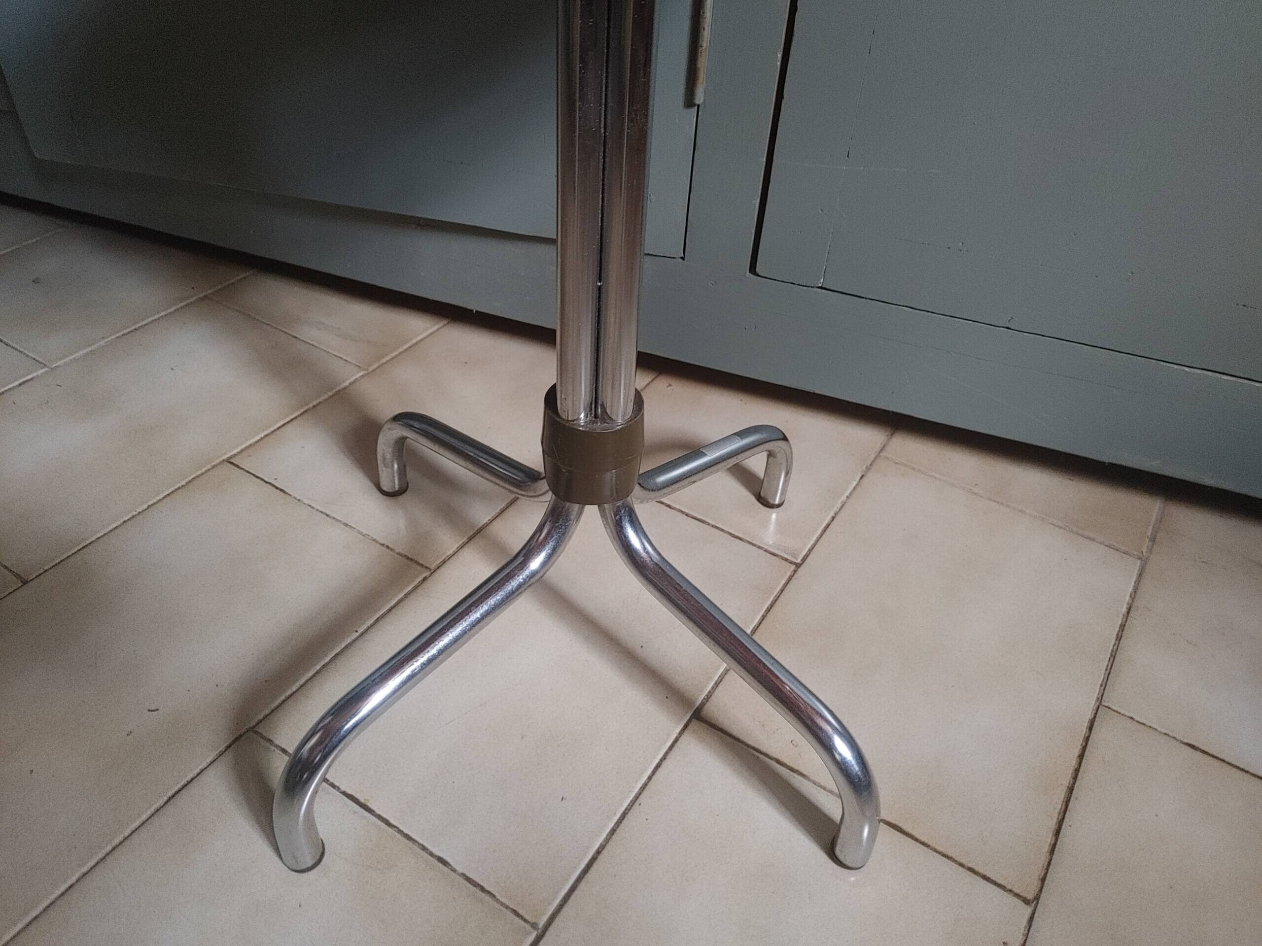 Vintage 70's rotating stool, chrome base, orange imitation leather seat