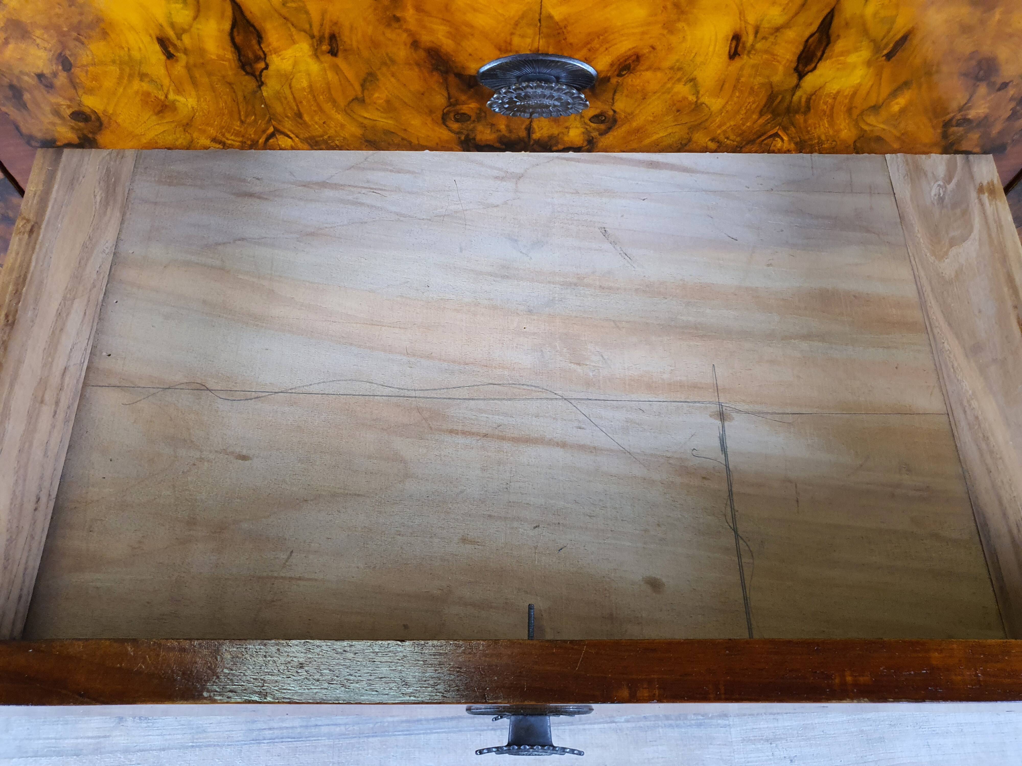 Art deco dining room sideboard in briar with upstand, 1940s