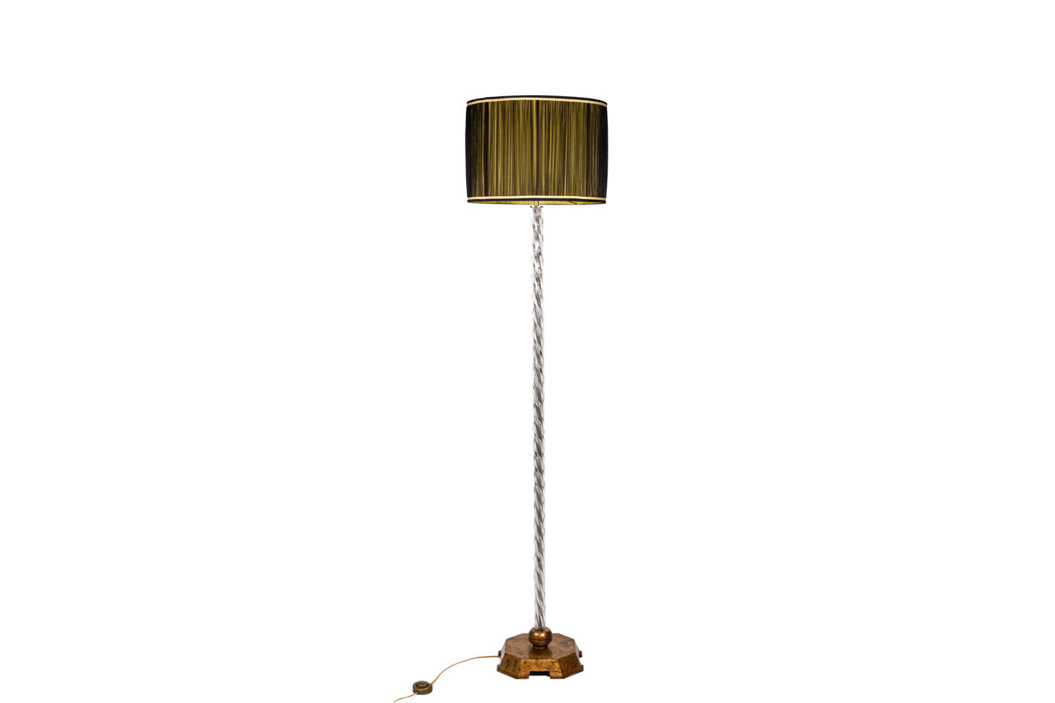 Glass and gilded metal floor lamp, 1950s