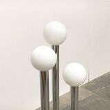 Vintage German floor lamp from the space age of the 1970s in glass and metal.