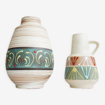 Vase set by Carstens Tönnieshof, colorful mid-century ceramics