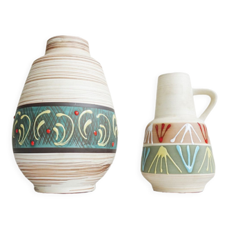 Vase set by Carstens Tönnieshof, colorful mid-century ceramics