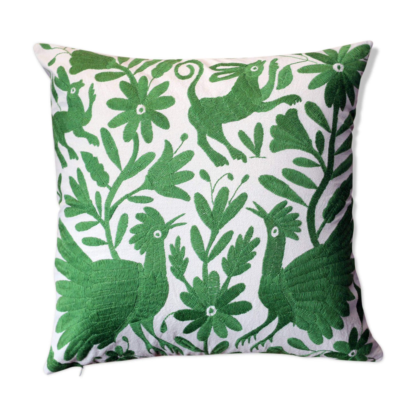 Hand-embroidered cushion