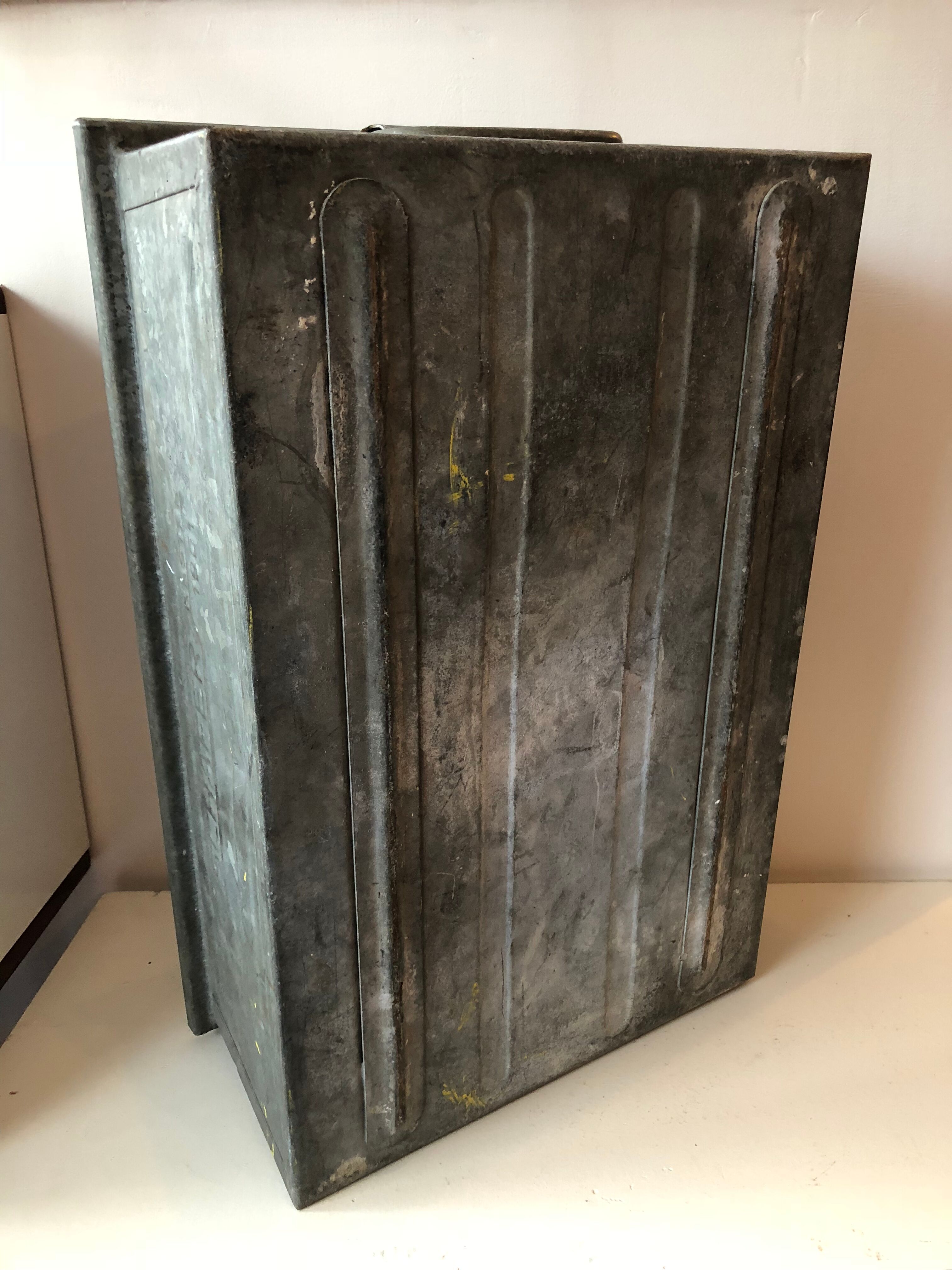 Old galvanized metal locker basket