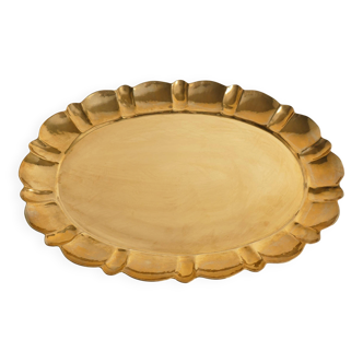 Hollywood Regency Large Oval Brass Tray by Firma Lars Holmström, Sweden 1940's