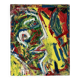 Jazzman playing the double bass, abstract, signed