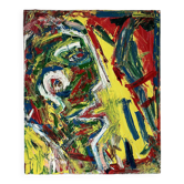 Jazzman playing the double bass, abstract, signed