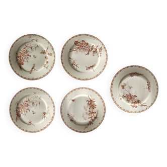 Lot d'assiettes plates en terre de fer Sarreguemines U&C « Carmen »