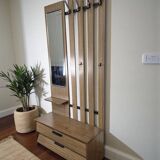 Porte-manteau vintage sur pied avec miroir