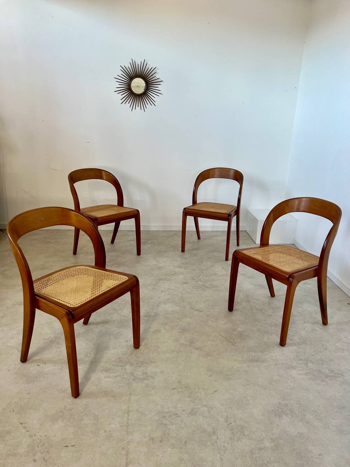 Set of 4 bentwood chairs Baumann design gondola cannage model 60s vintage