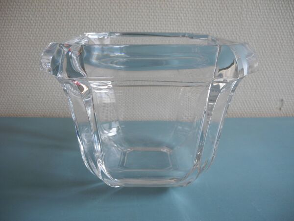 Ancien vase cache pot cristal déco vintage french crystal flower pot
