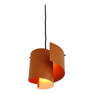 Suspension ou plafonnier orange clair en forme de tourbillon par Simon P. Henningsen pour Lyfa, Danemark 1960
