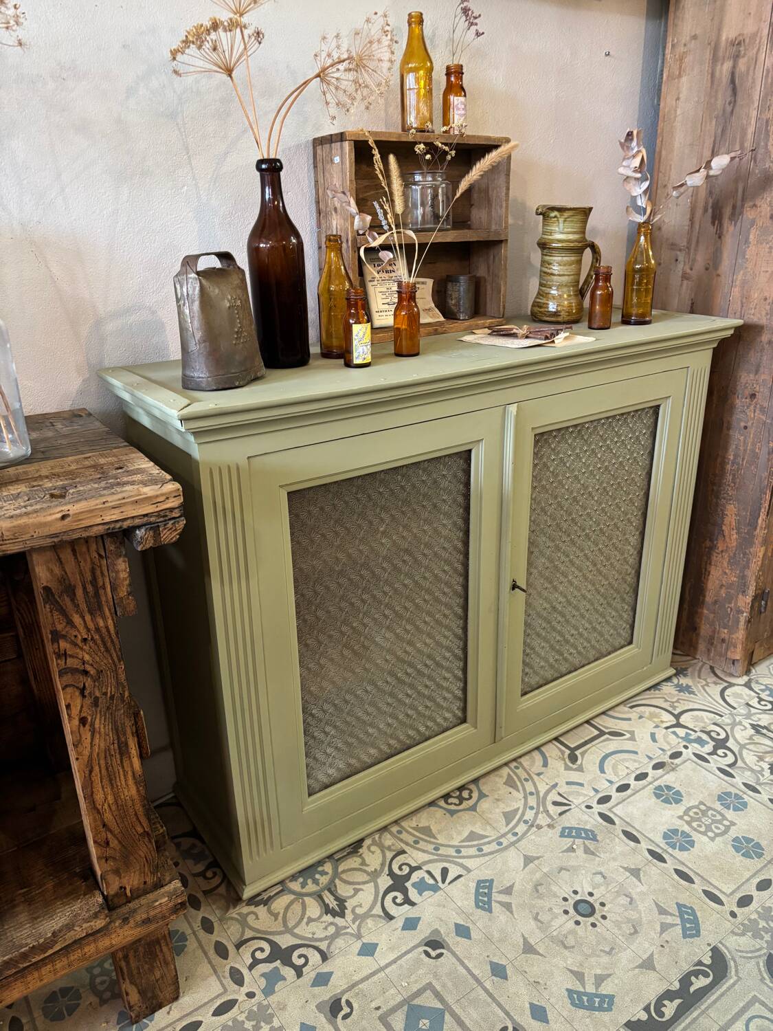 Khaki glass sideboard