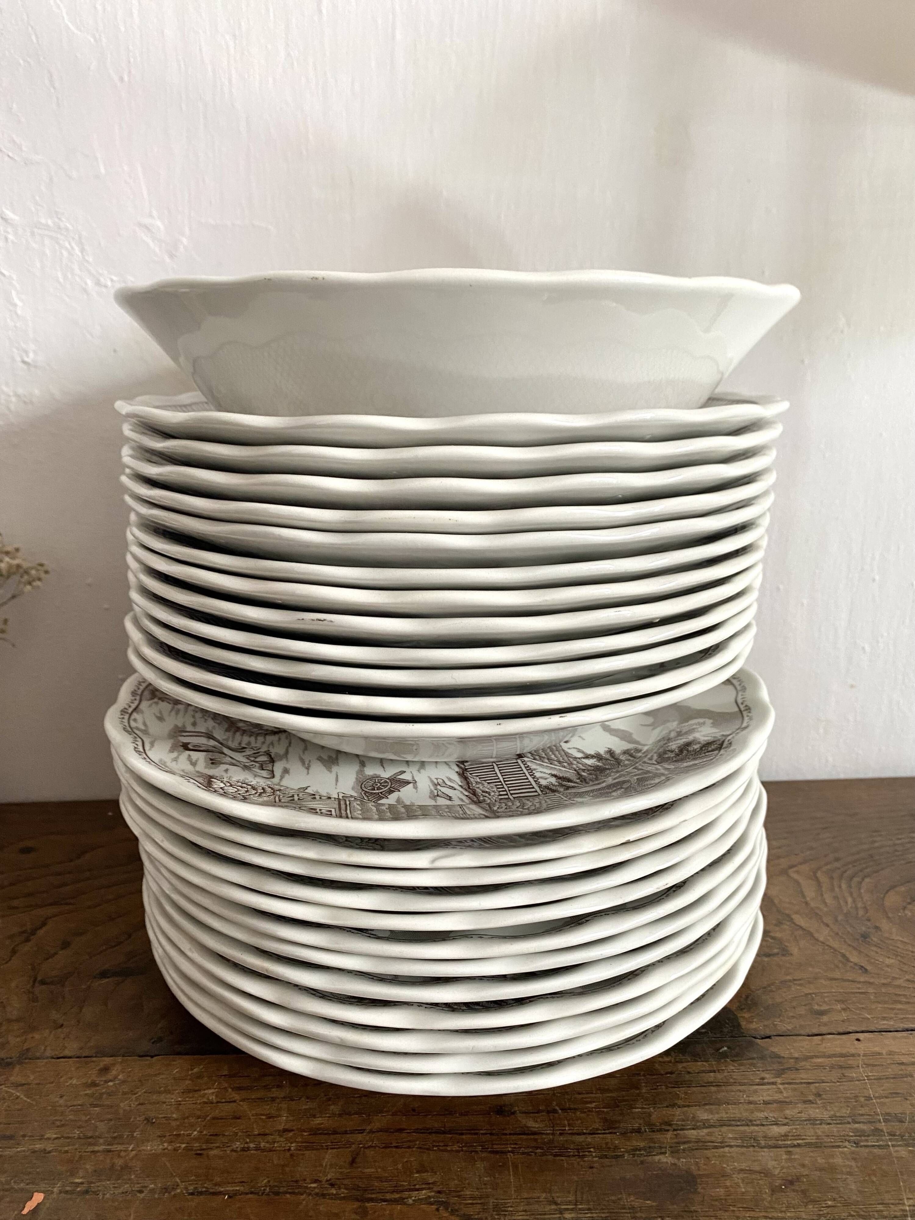 Swiss landscape Italy 25-piece dinner and soup plates