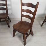 4 brutalist oak chairs