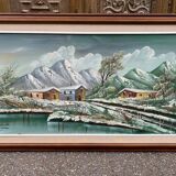 Original Italian painting Antonio Ponticelli oil on canvas landscape 140x82c