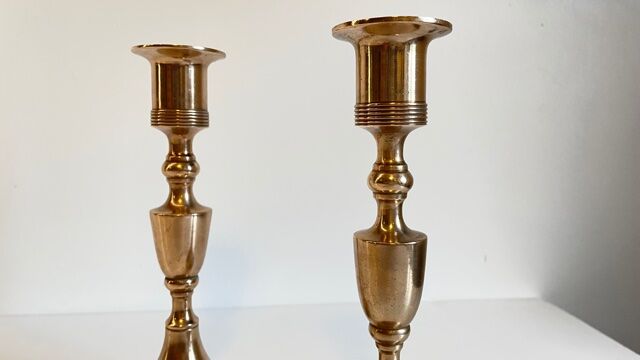 Pair of Scandinavian candle holders by scandia malm, Sweden