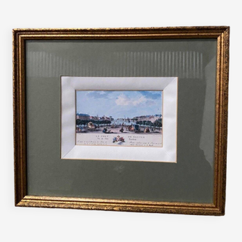 Color engraving The Port of Nantes 20th century baguette frame