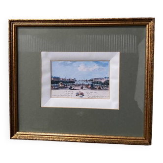 Color engraving The Port of Nantes 20th century baguette frame