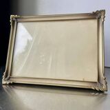 Cadre photo vintage art deco en métal doré laiton 20 cm x 15 cm verre convexe
