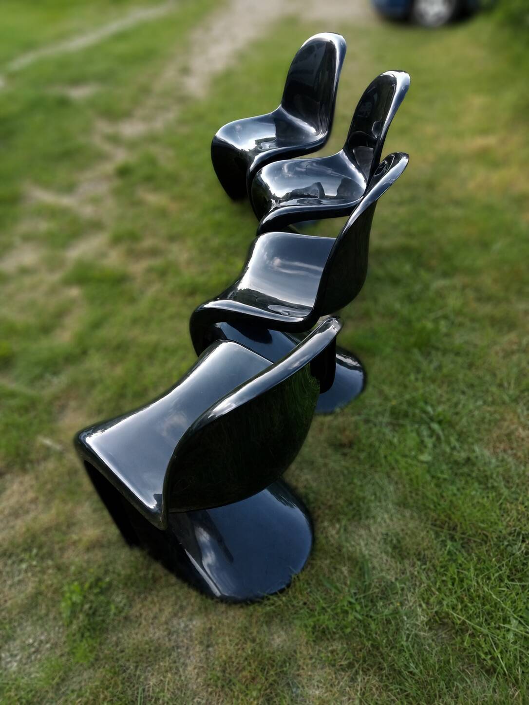 4 vintage Panton chairs – Herman Miller / Fehlbaum – 1970s – black