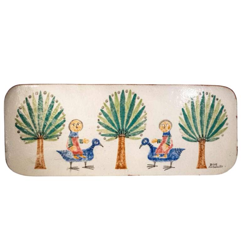 Plaque, sculpture murale en céramique émaillée