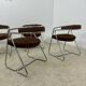 Set of 4 chrome tubular chairs Italian design from the 70s vintage fabric and metal