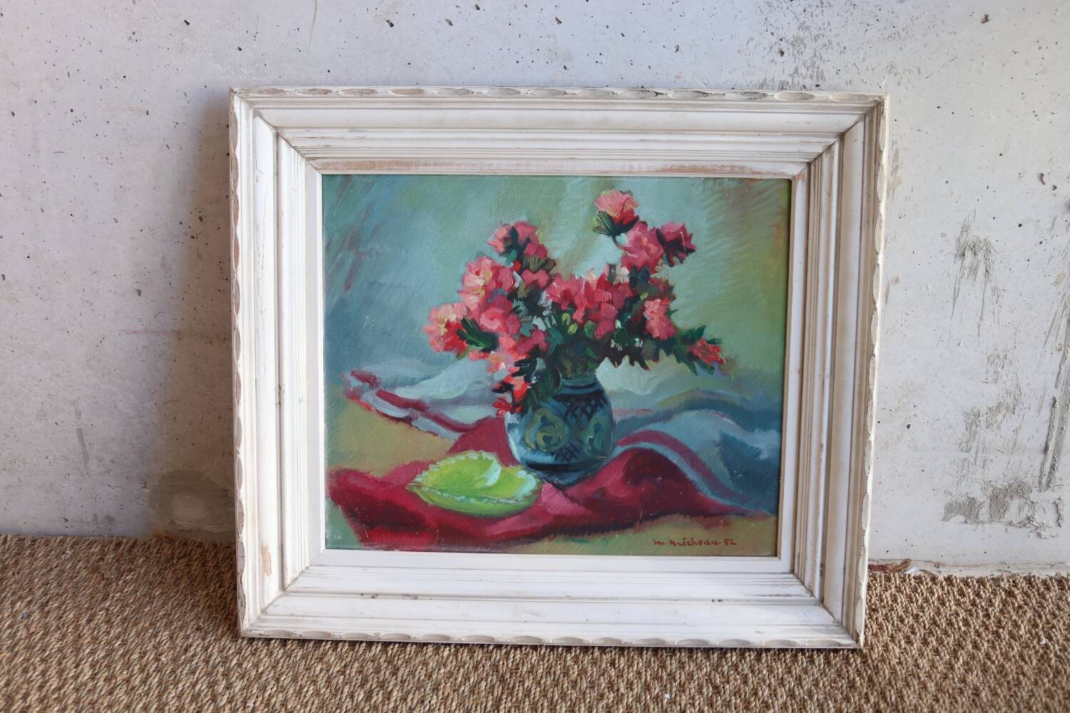 Tableau bouquet de fleurs années 50