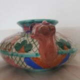 Vase with flattened body with mascarons Attributed to Monaco