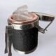 Regency leather ice bucket with tongs, Italy, circa 1970s