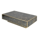 Marble glass coffee table with "solar eruption" decor.