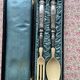 Antique silver-plated and ivory/bone salad service – In its box of