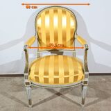 Paire de Fauteuils Cabriolet, en Bois réchampi, style Louis XVI – Fin XIXe