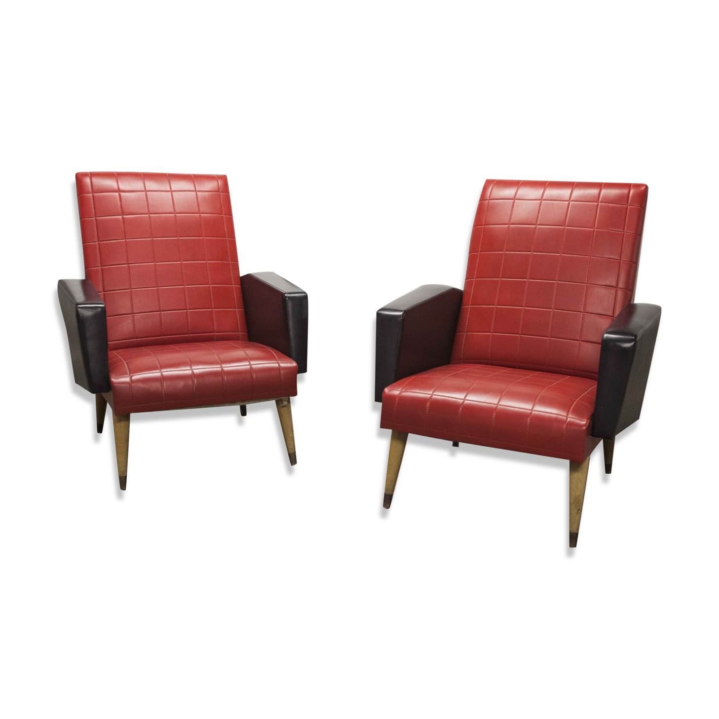 Paire de fauteuils rockabilly pieds compas 60