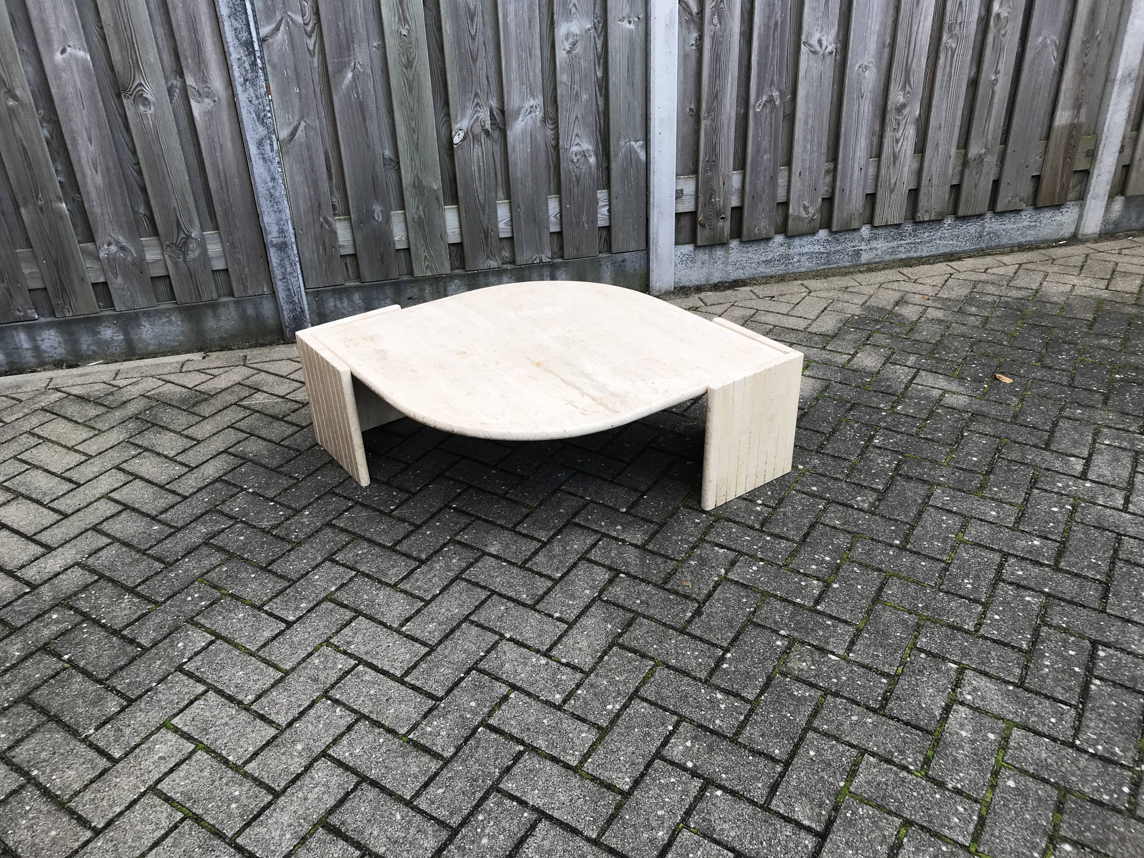 Beige marble coffee table by Roche Bobois, 1970s