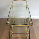 Neo classical style table in silver and gold metal and glass