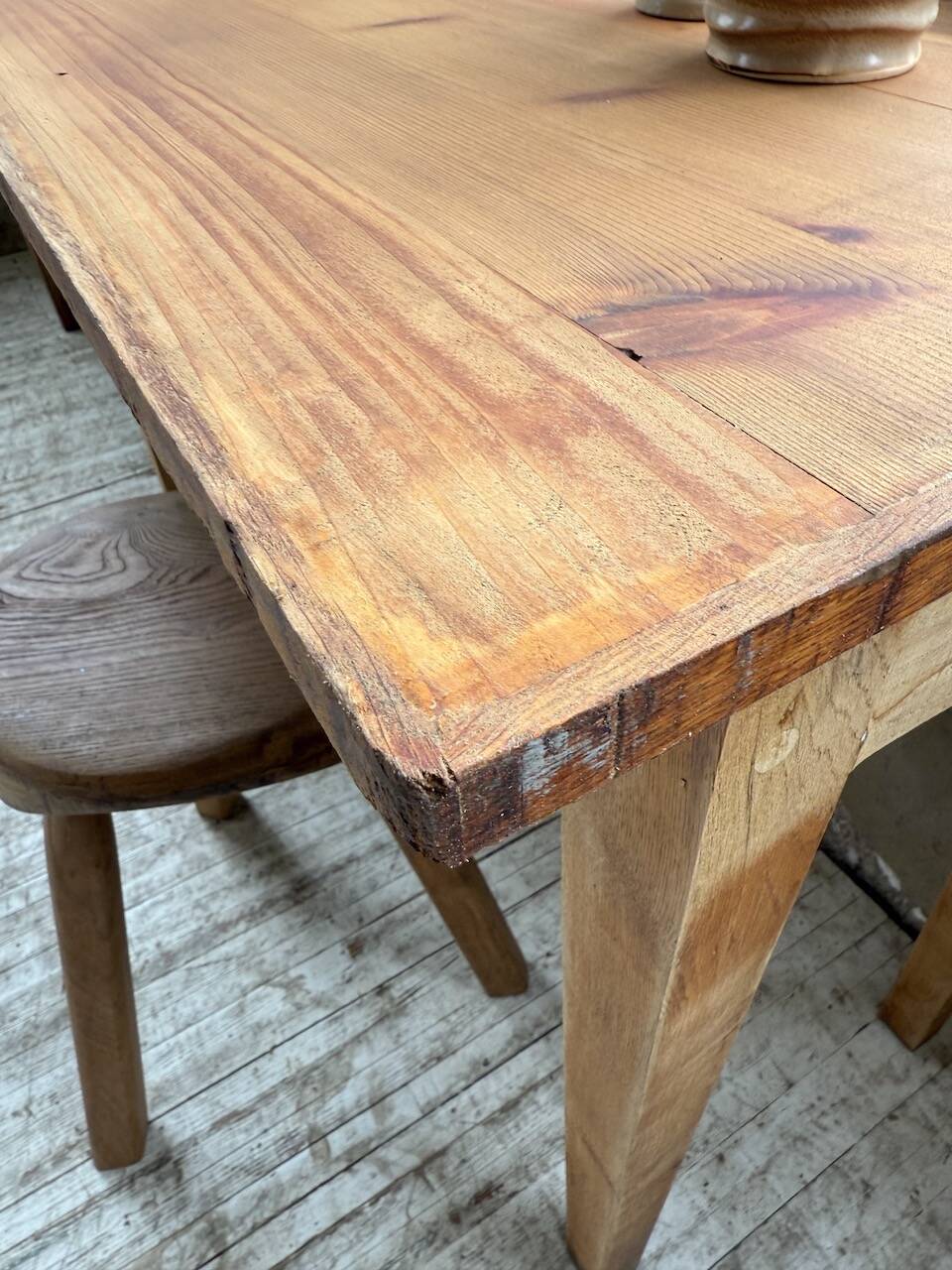 Oak and pine farmhouse console table