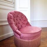Armchair toad in velvet rose