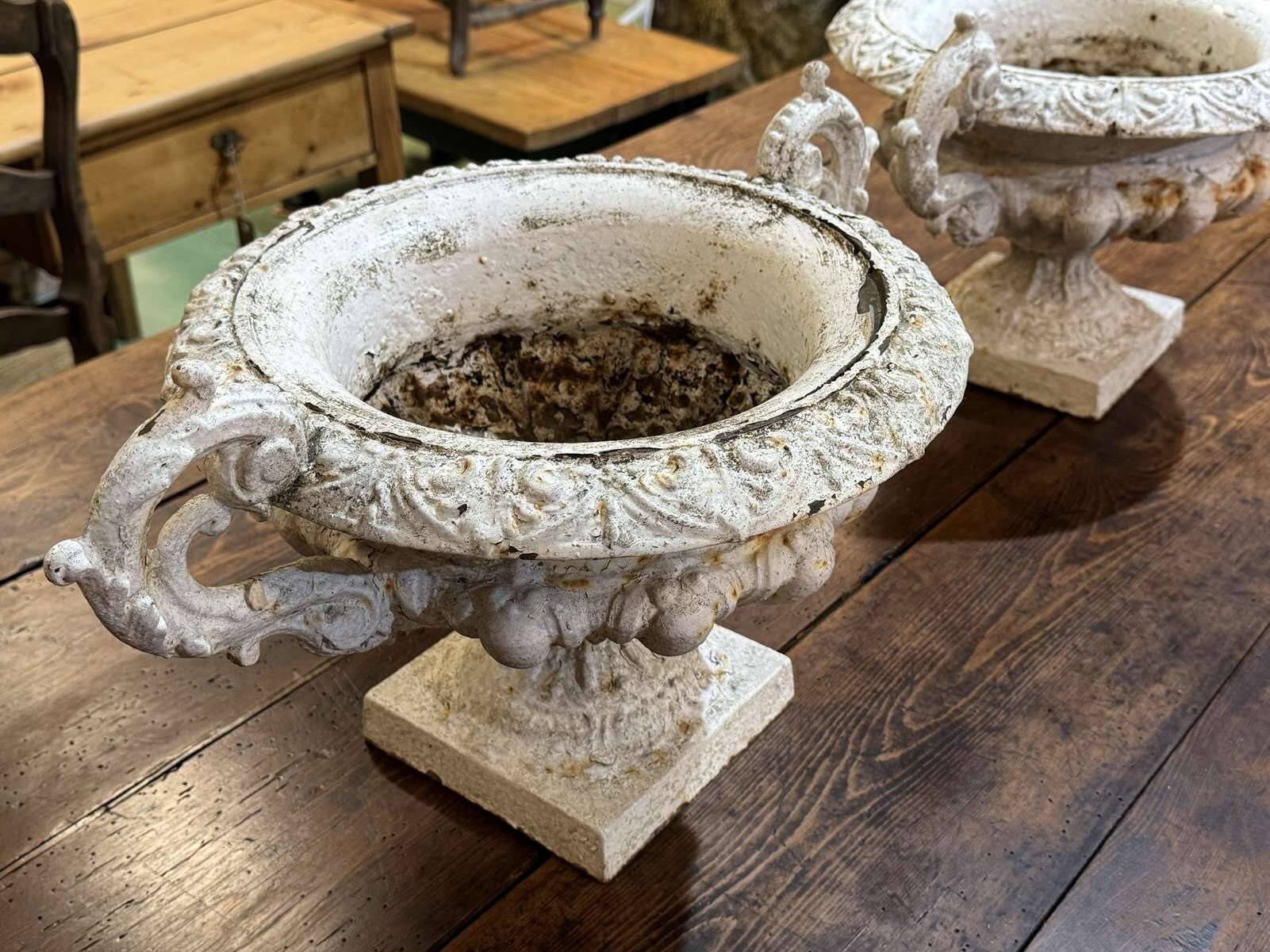 Pair of Medici vases in cast iron from the 19th century.