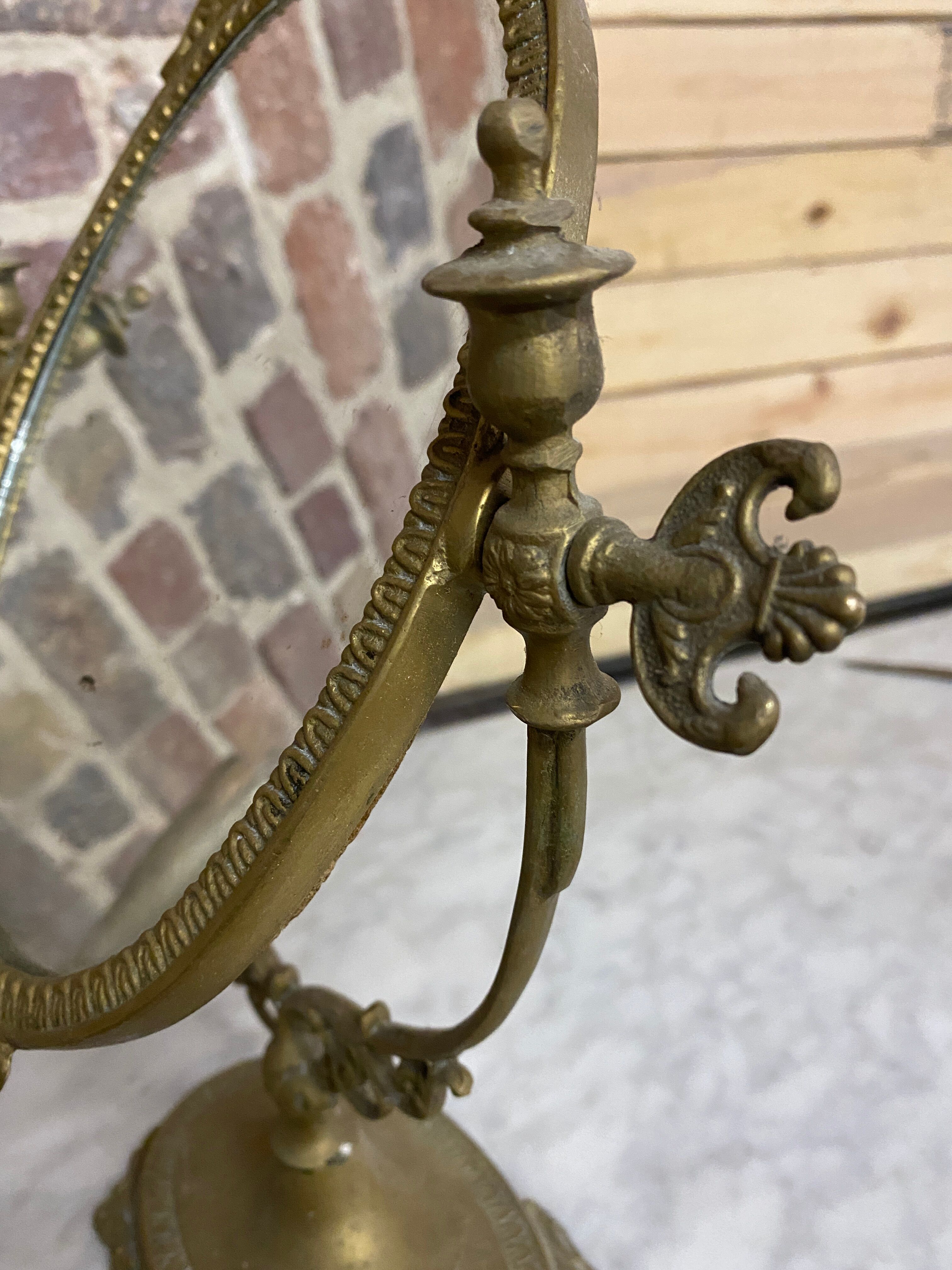 Brass table psyche mirror  27x40cm