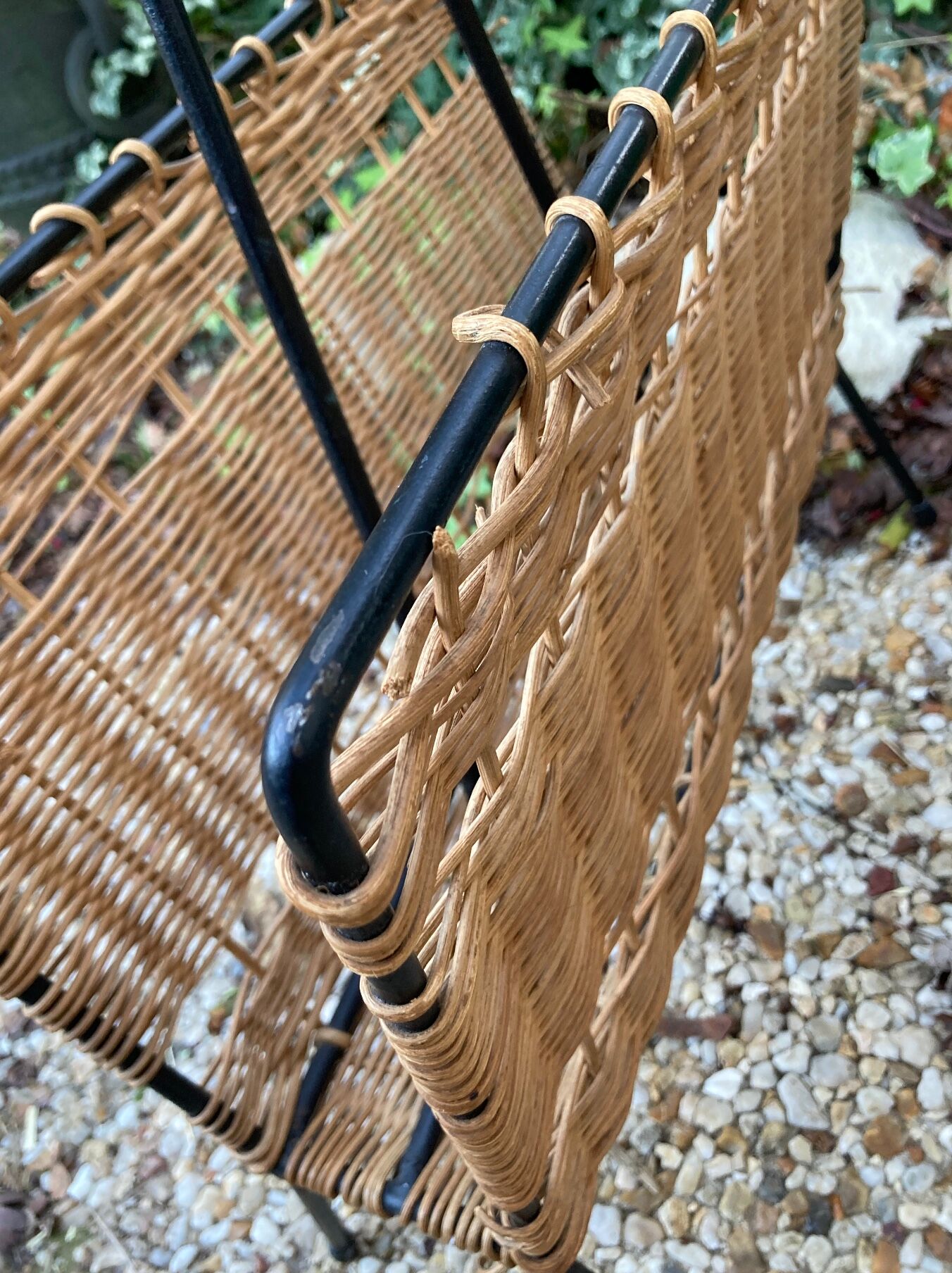 Raoul Guys vintage wicker magazine holder