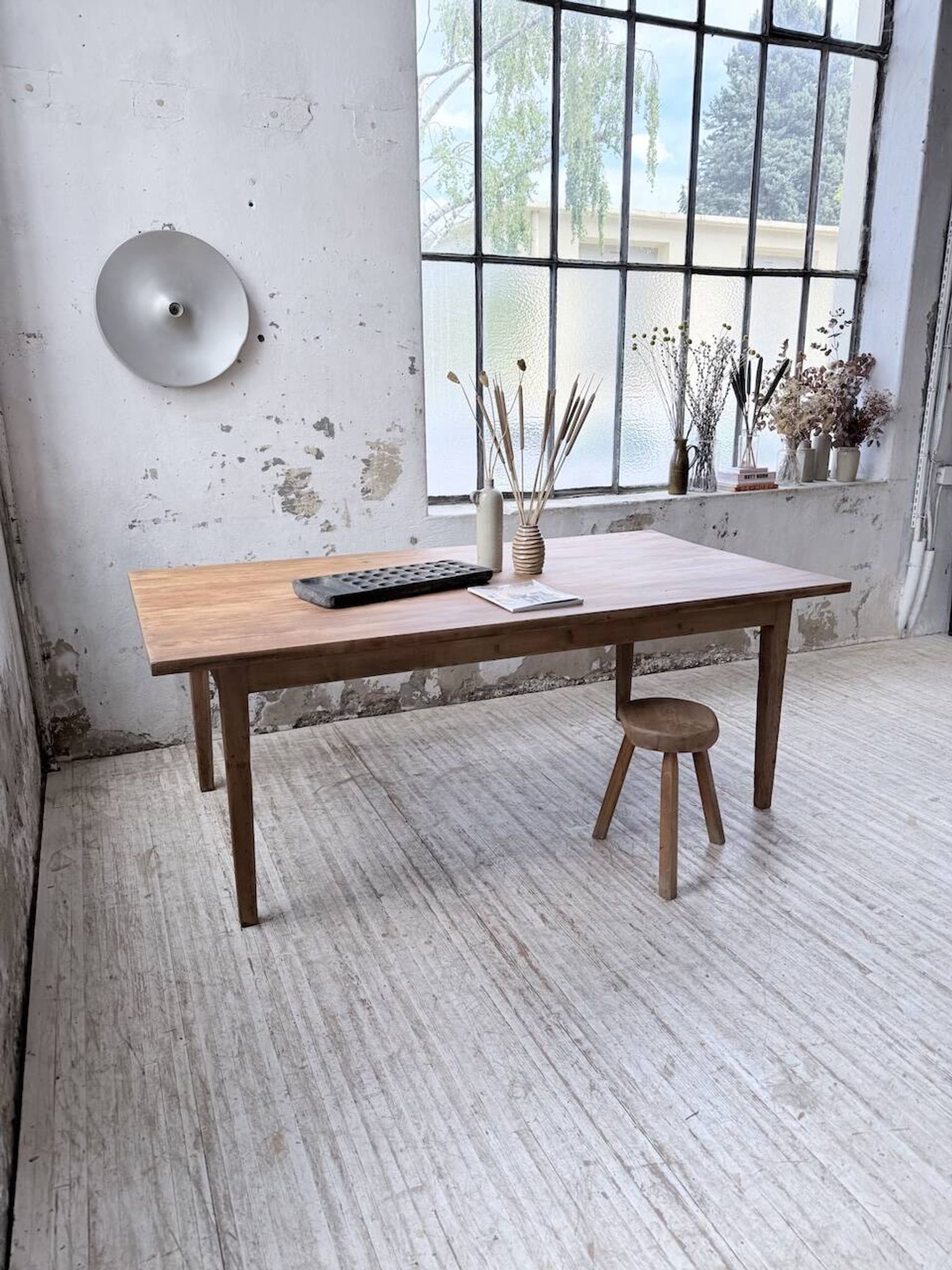Farm table pitch pine 2 x 1 m from the 1950s