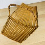 Vintage rattan fruit basket, folding