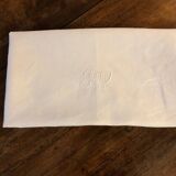 Monogrammed white linen tablecloth