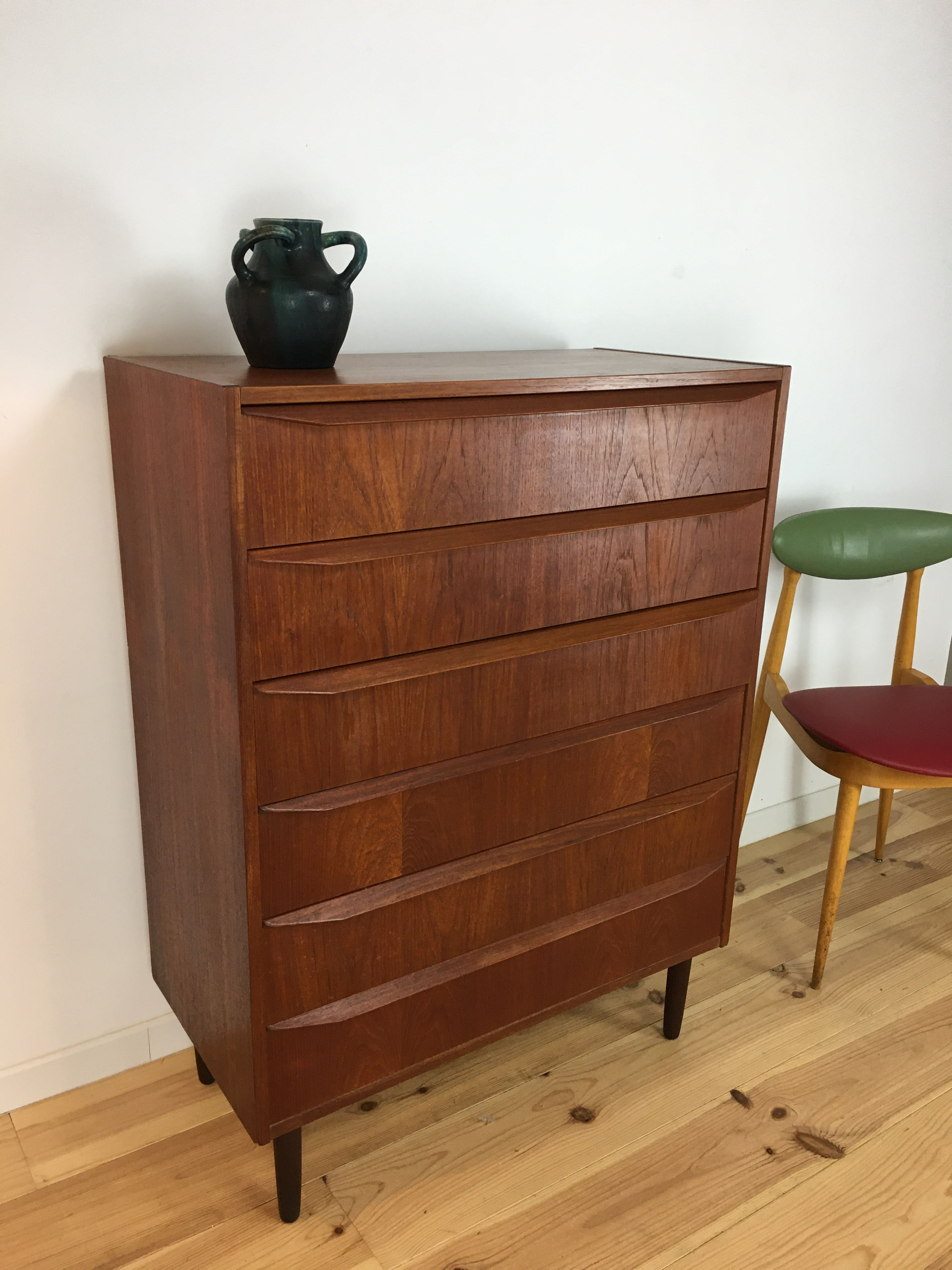 Commode teck scandinave type chiffonnier années 60