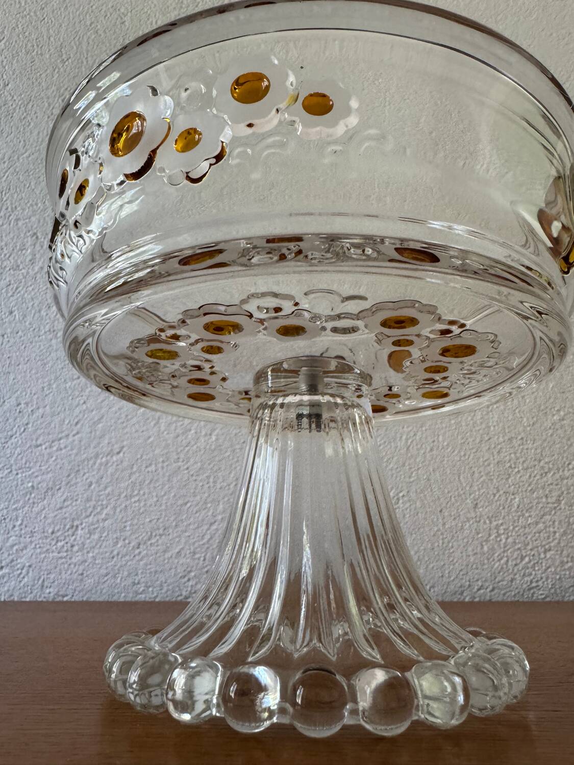 60s crystal glass footed bowl
