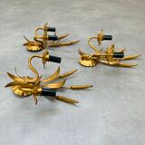 3 wall lamps ear of wheat golden foliage