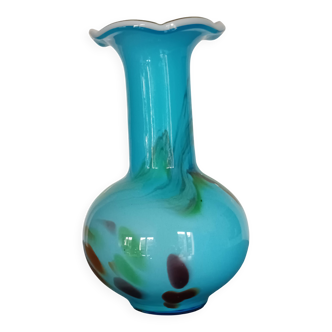 vase en opaline turquoise vintage des années 60